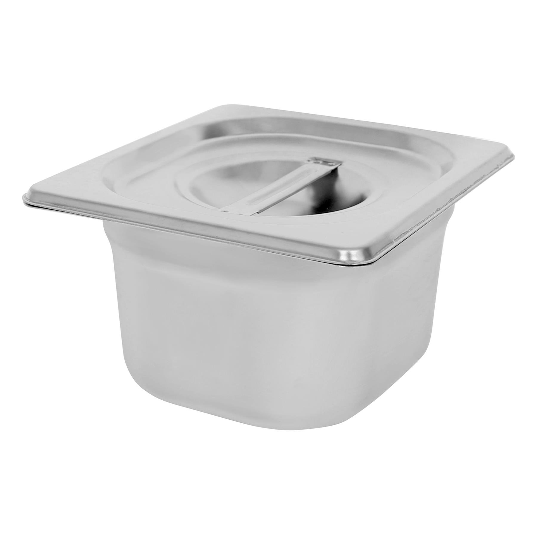 Argon Tableware Steel Gastronorm Container with Lid 1/6 - 1.5L