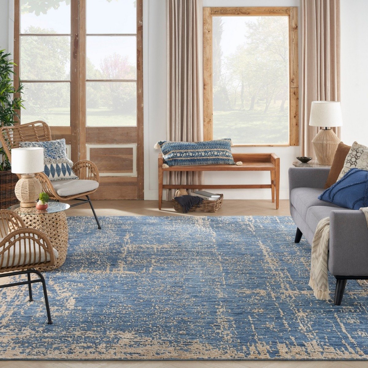 Mega Flooring Blue Handmade Abstract Rug - 61 x 91cm
