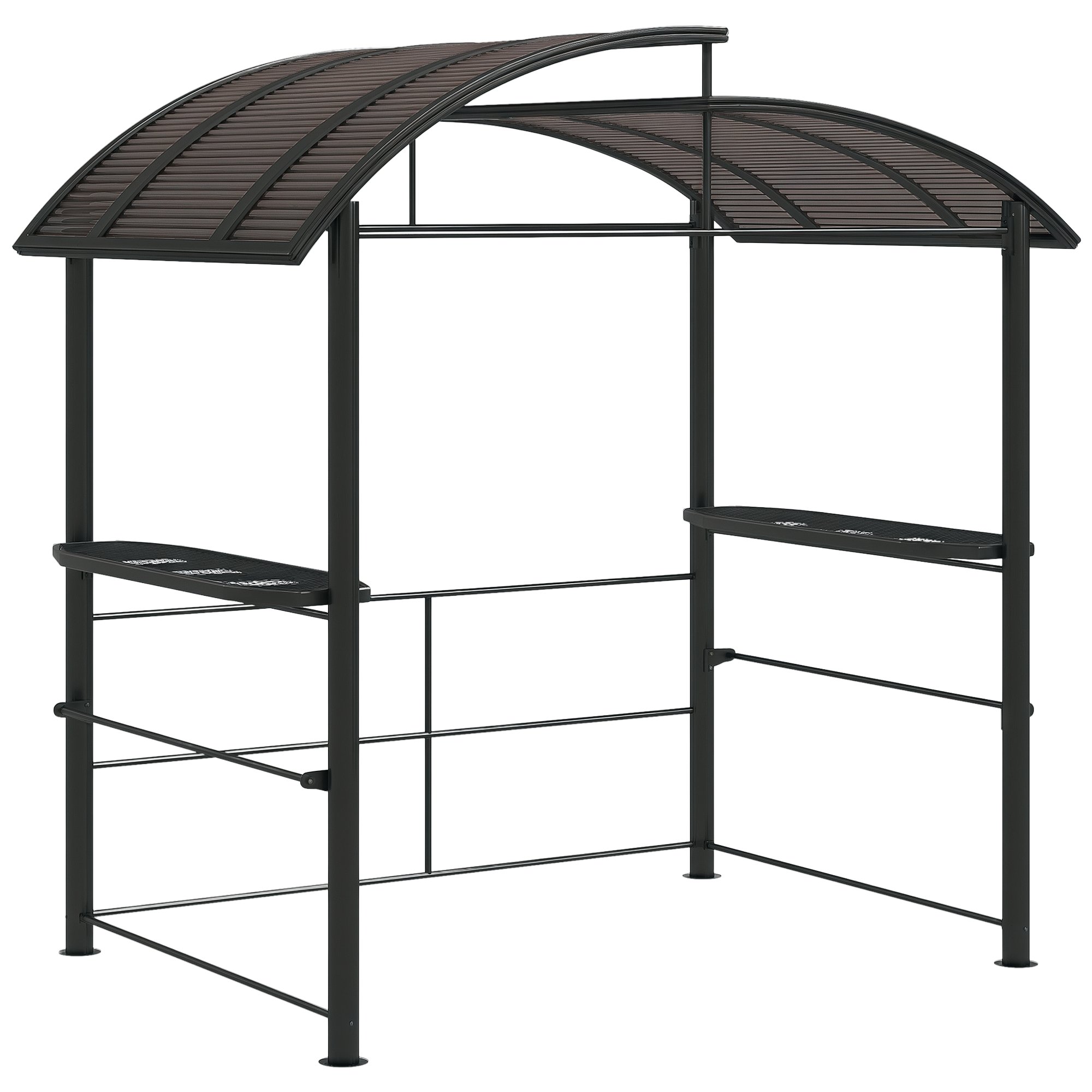 Outsunny BBQ Grill Gazebo with Side Shelves Hanging Poles - Dark Grey