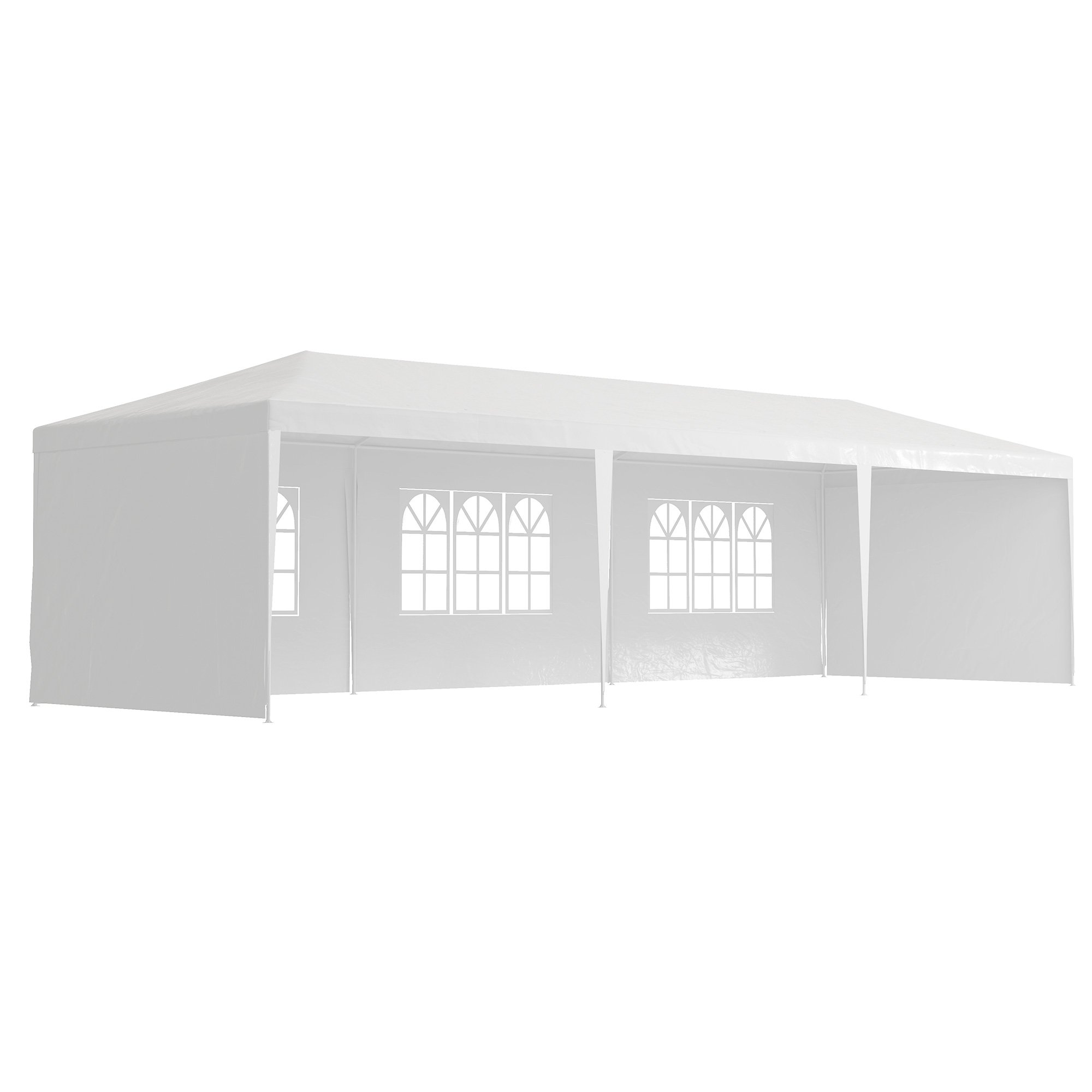 Outsunny Gazebo with Windows and Side Panels Party Tent Marquee - White
