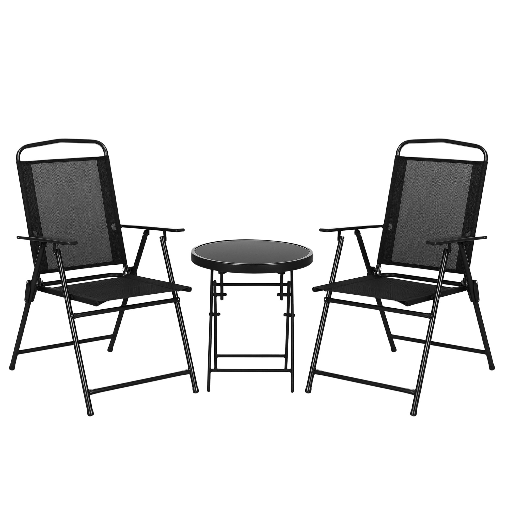Outsunny 2 Seater Bistro Set wiht Breathable Mesh - Black