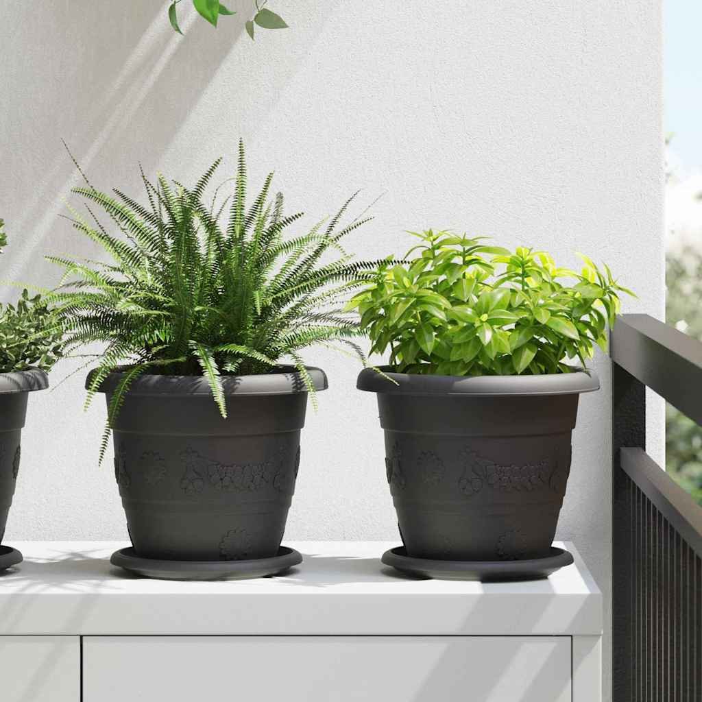 Walplus Pack of 24 Plastic Round Planter Tray - Black - 17.5 x 17.5 x 2 cm