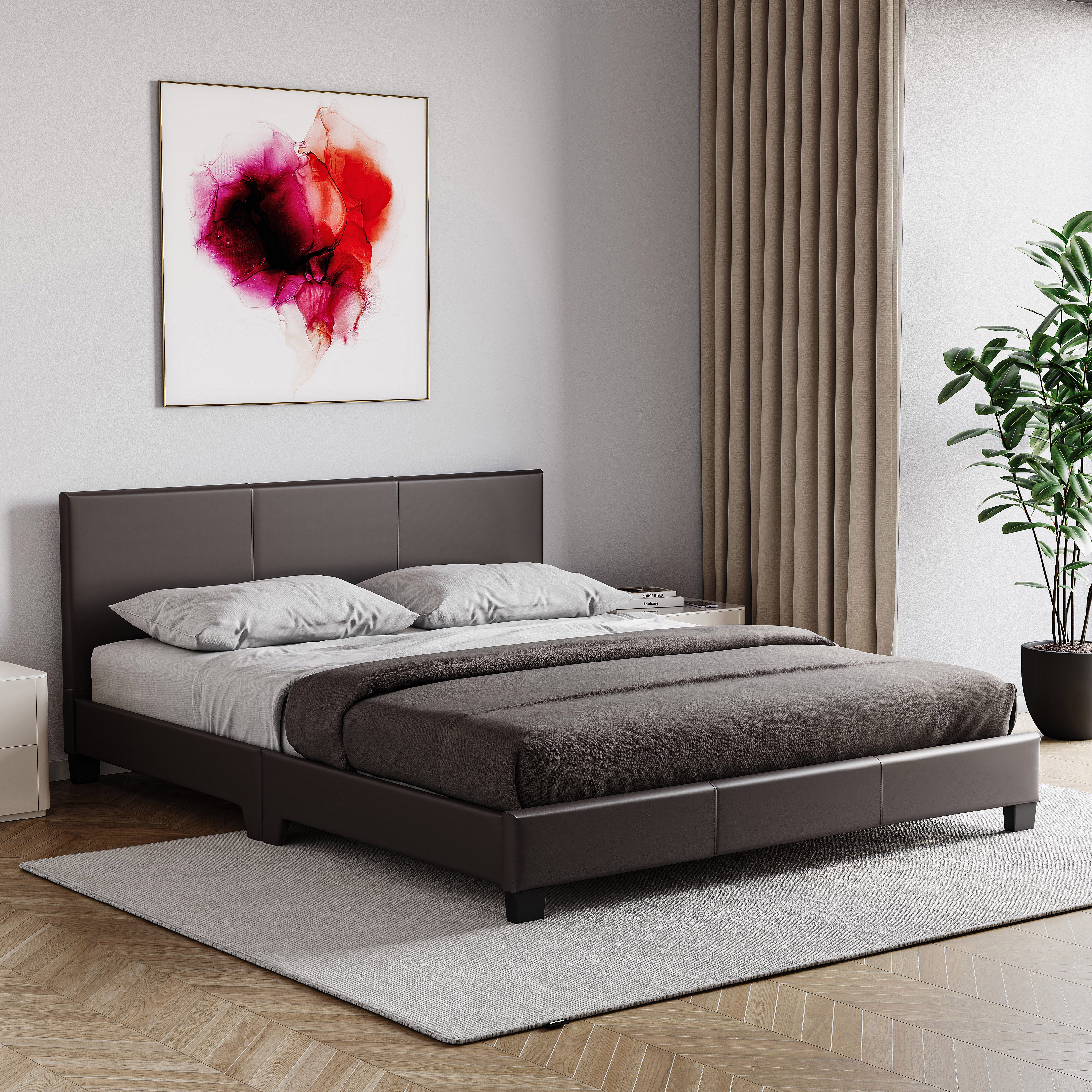 Vida Designs Lisbon Faux Leather UKFR 5ft King Size  Bed Frame - Brown