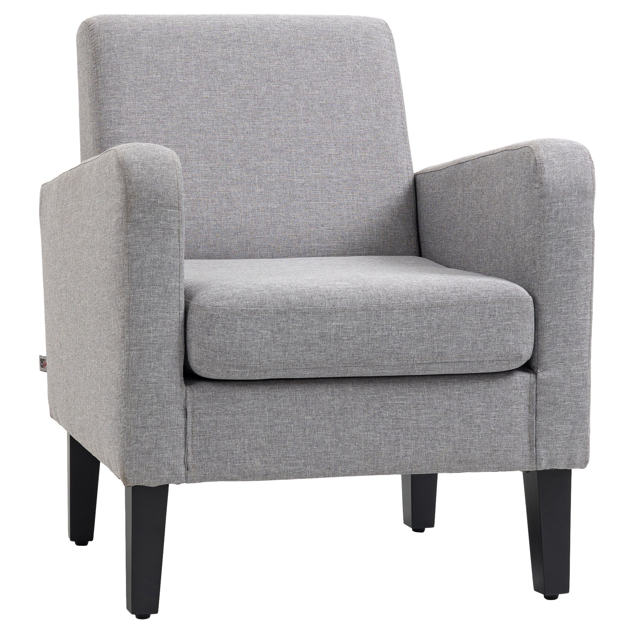 HOMCOM Wooden Modern Armchair with Spring Pack - Light Grey