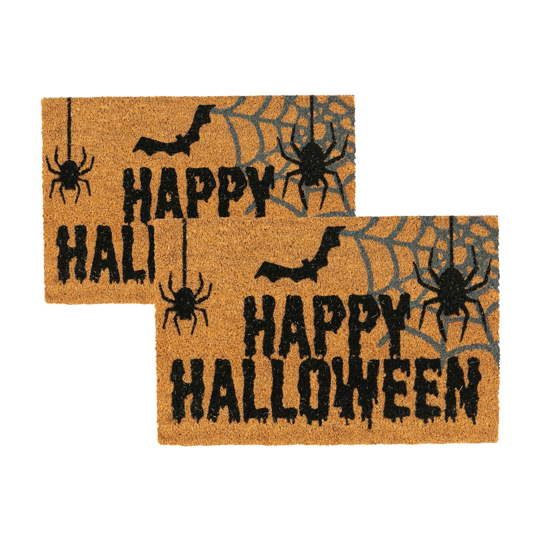 Nicola Spring Halloween Coir Door Mats - Spider - Pack of 2