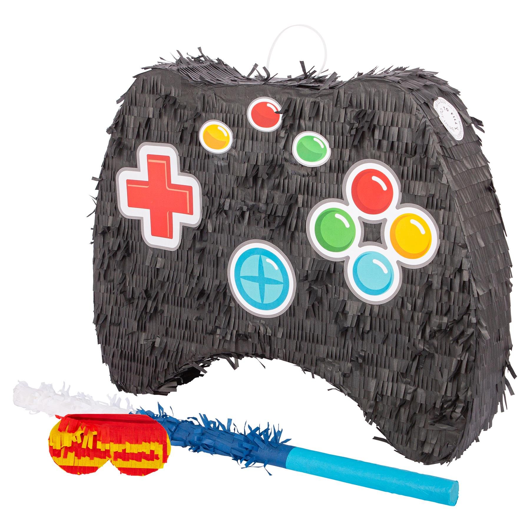 Fax Potato 3pc Game Controller Pinata Set with Stick & Blindfold - Blue Stick