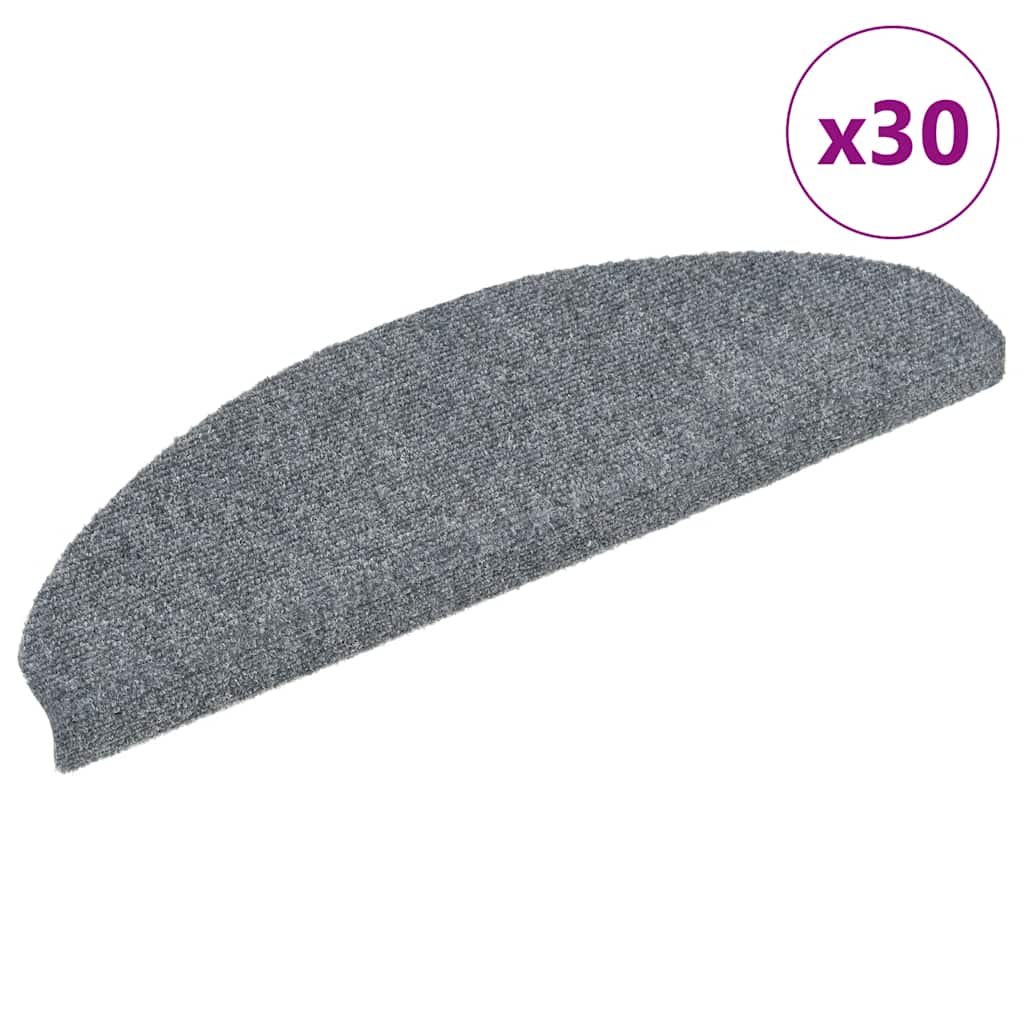 Walplus Pack of 30 Self-Adhesive Half Round Stair Mats - Light Grey - 65 x 21 cm