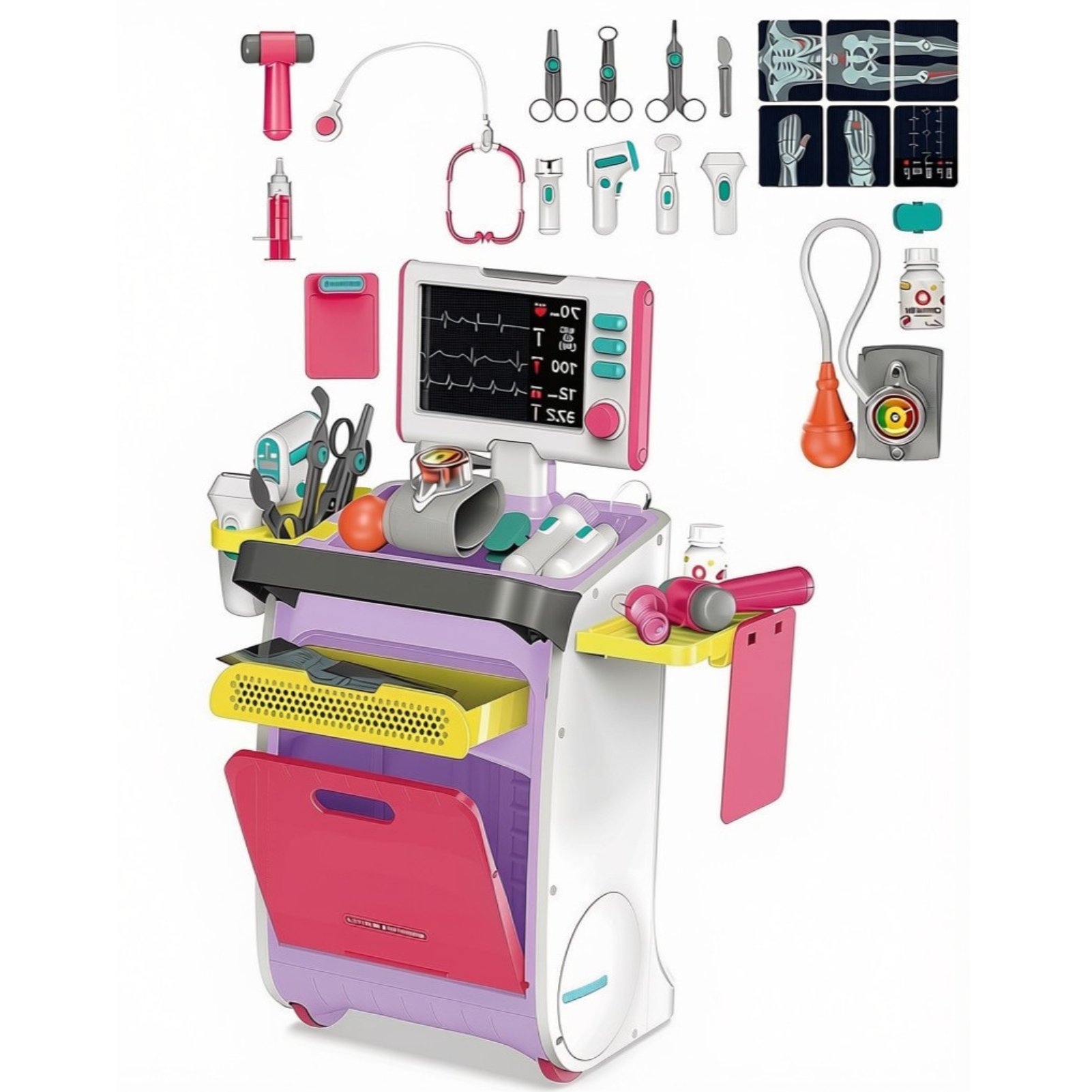 deAO Doctor Kit Pretend Medical Station Set - Pink