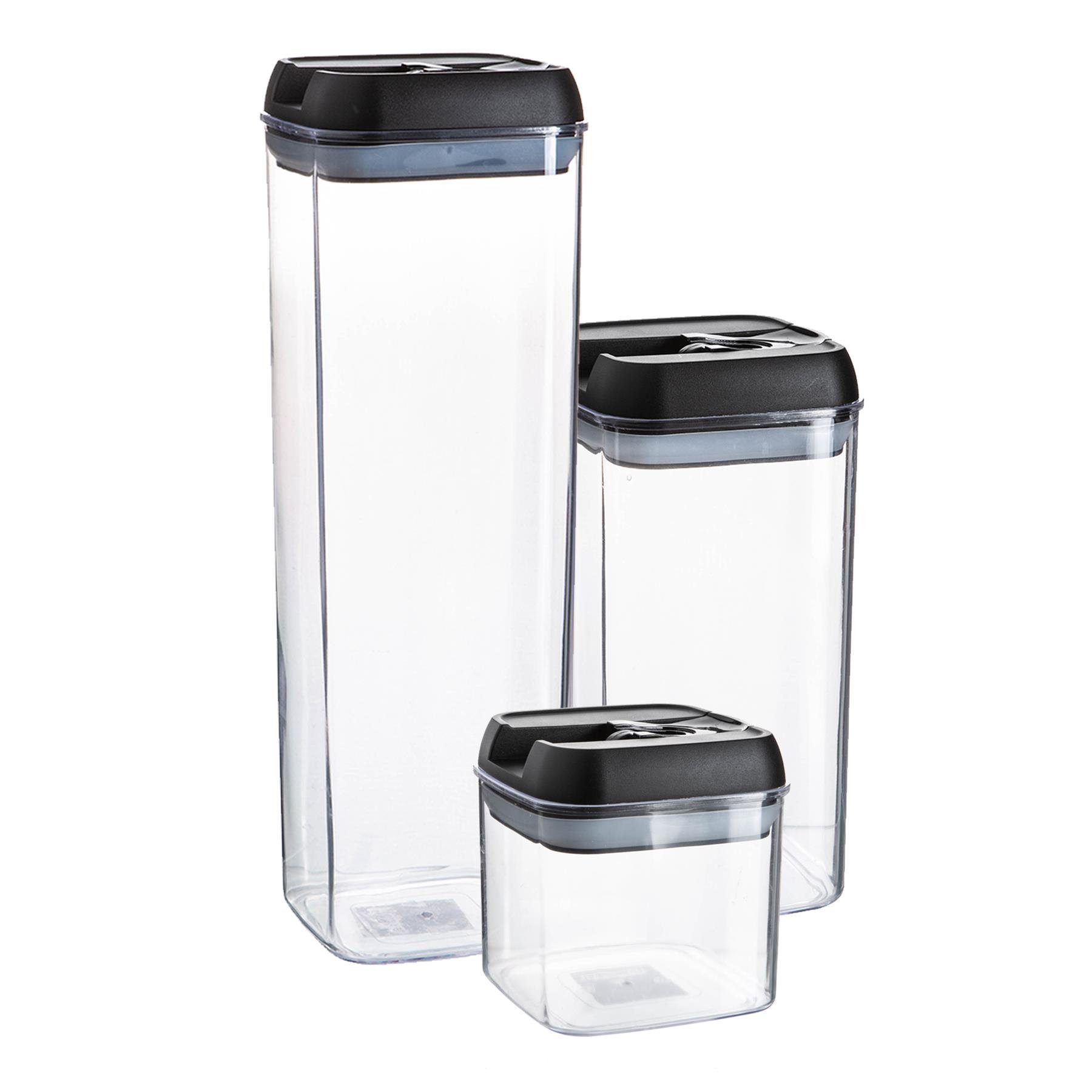 Argon Tableware 3 Piece Flip Lock Plastic Containers Set - Black - 30.5 x 10cm