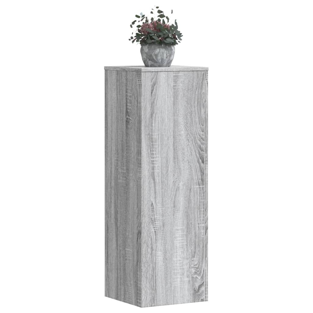 Walplus Pack of 2 Engineered Wood Plant Stand - Grey Sonoma - 33 x 33 x 100 cm