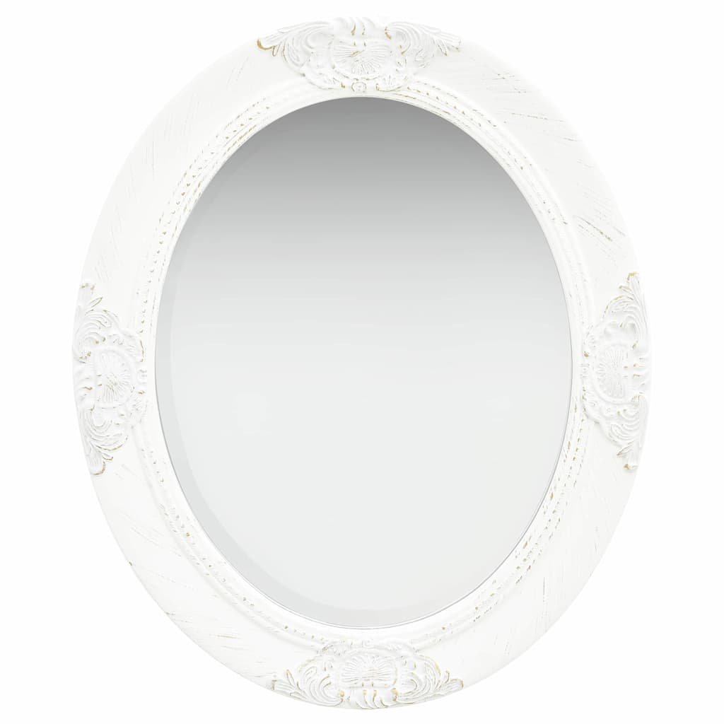 Walplus Baroque Wood Wall Mirror Modern Design - White - 50 x 60 cm