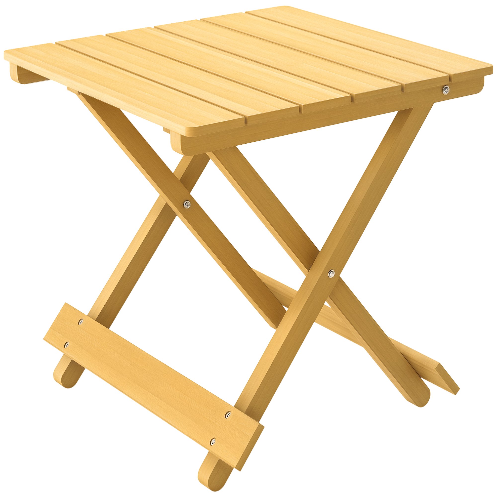 Outsunny Wooden Foldable Garden Side Table - Natural Wood