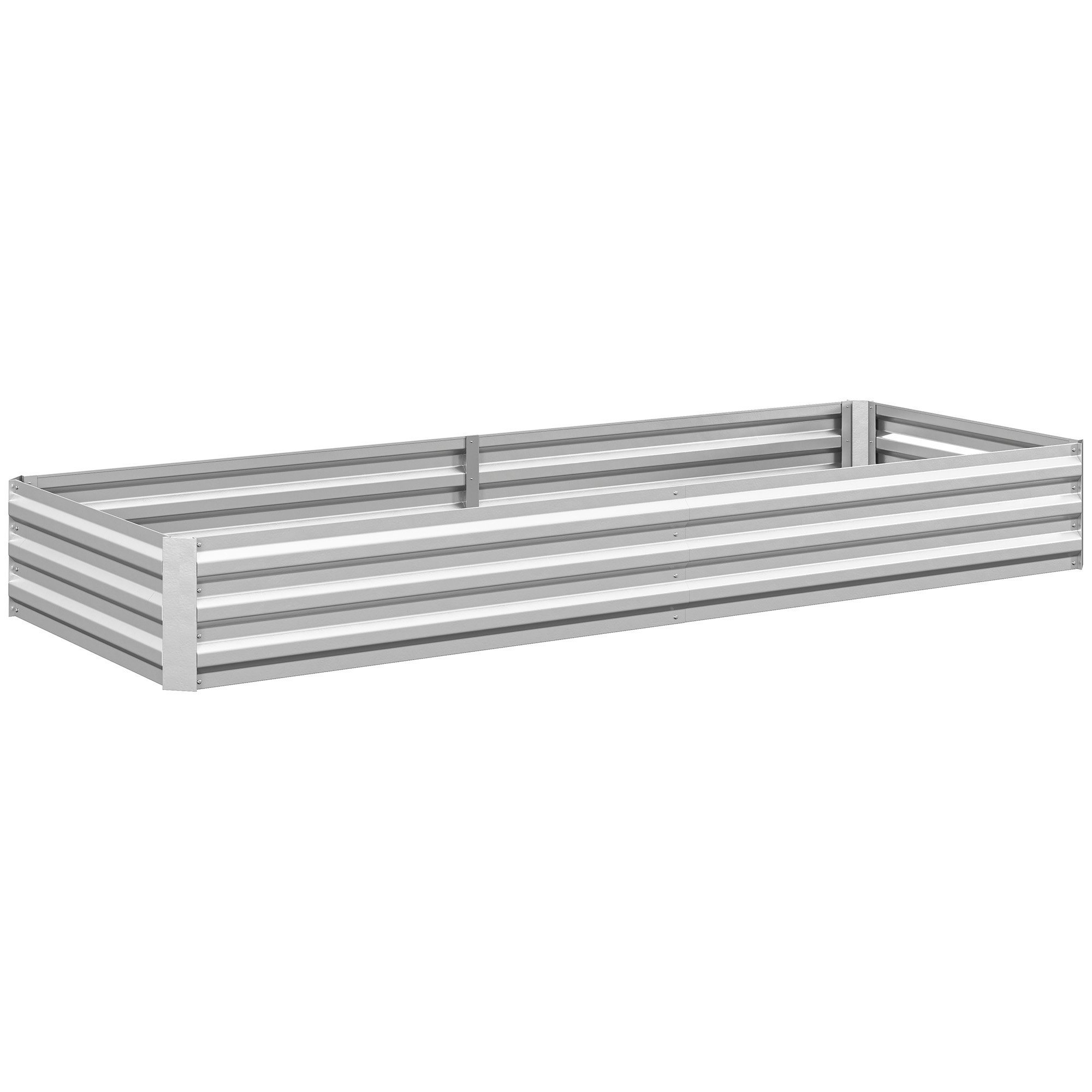 Outsunny Galvanised Metal Raised Garden Bed - Silver