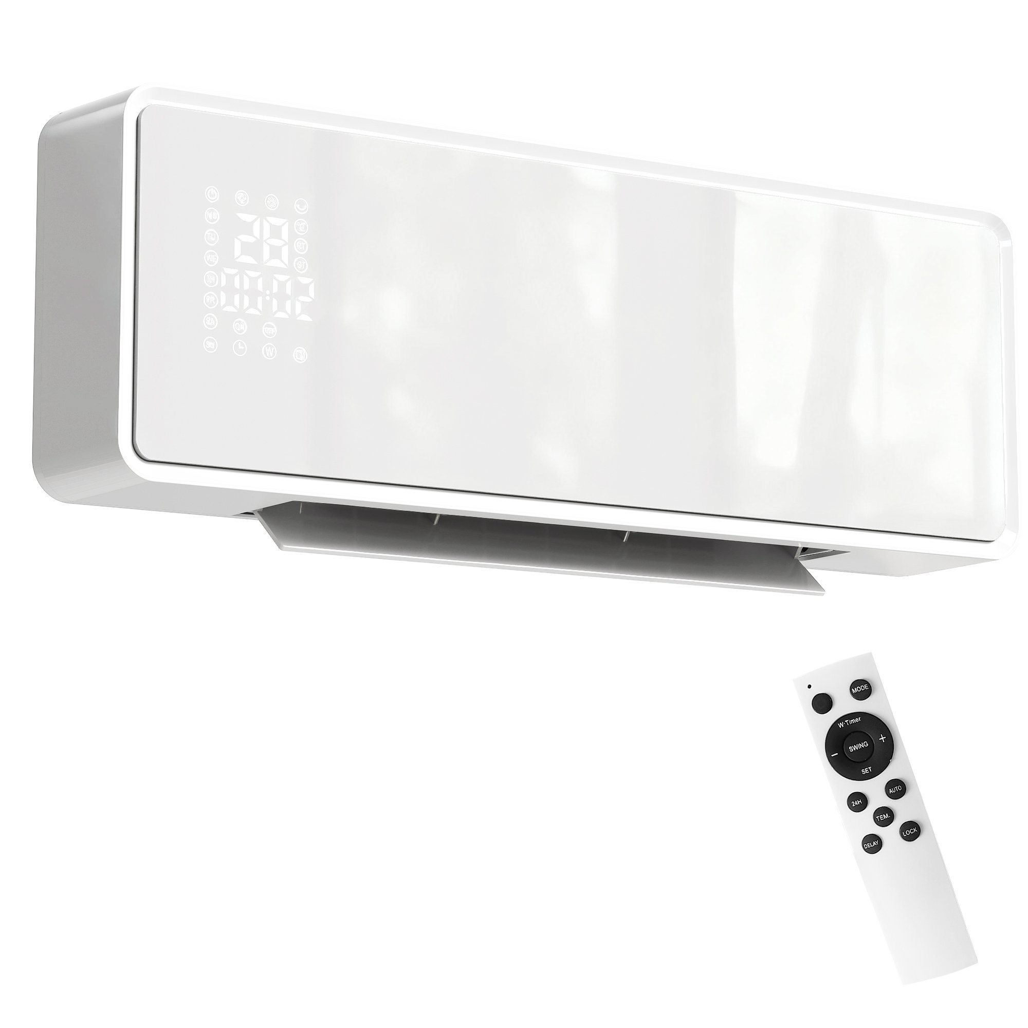 HOMCOM Ceramic Wall Mounted Space Heater with Remote Control - White