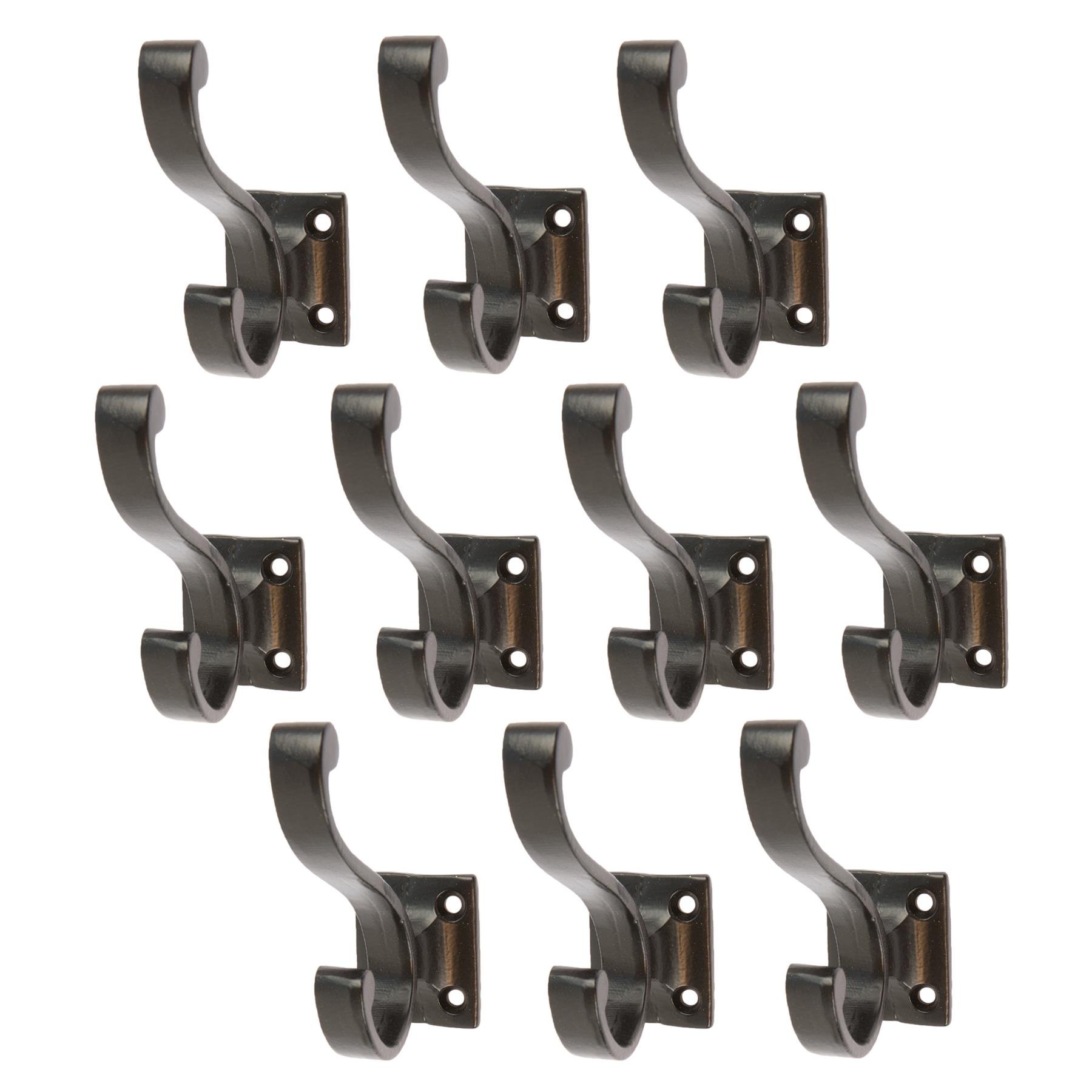 Hammer & Tongs Square Back Hat & Coat Hook - Black - Pack of 10
