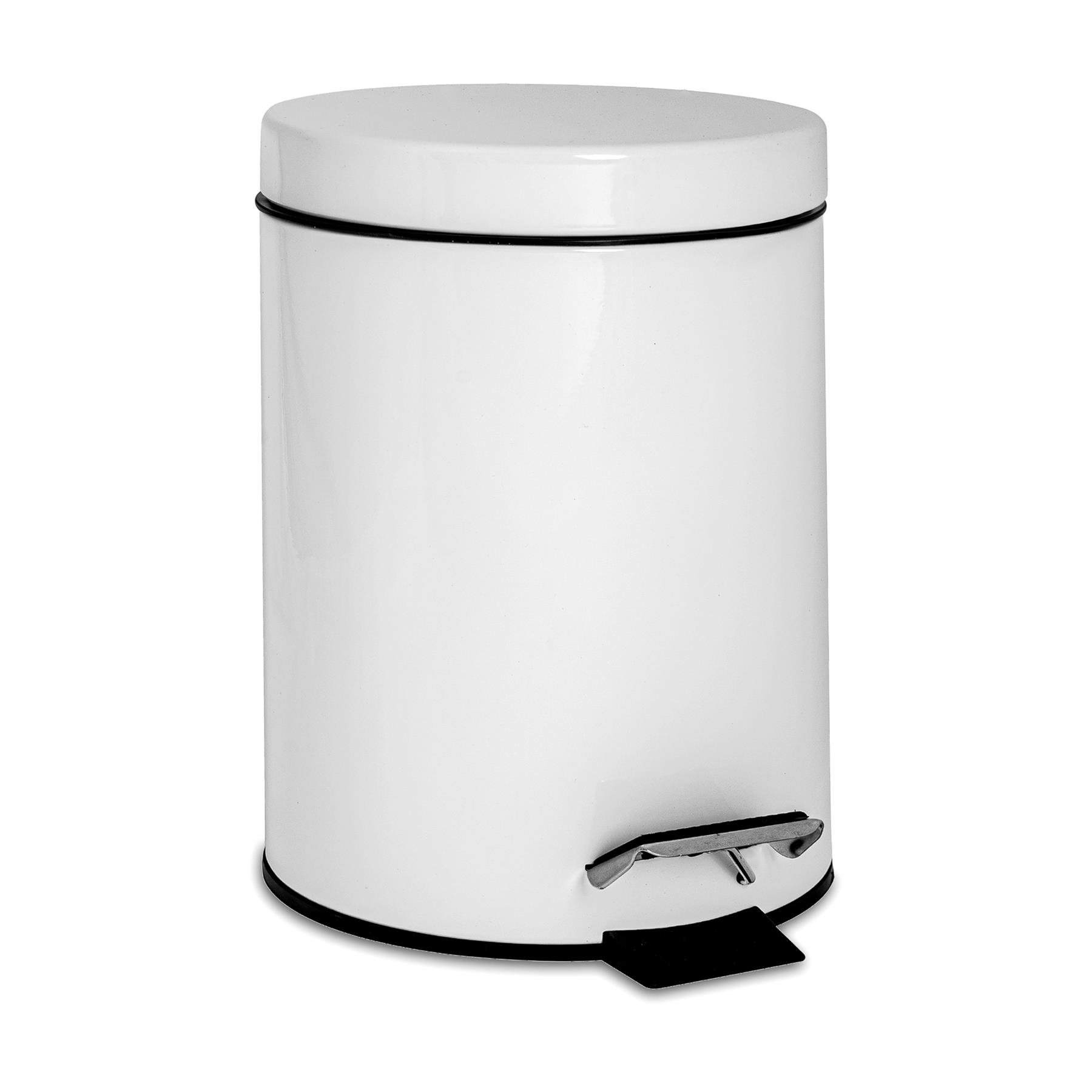 Harbour Housewares Round Bathroom Pedal Bin - 3 Litre - White
