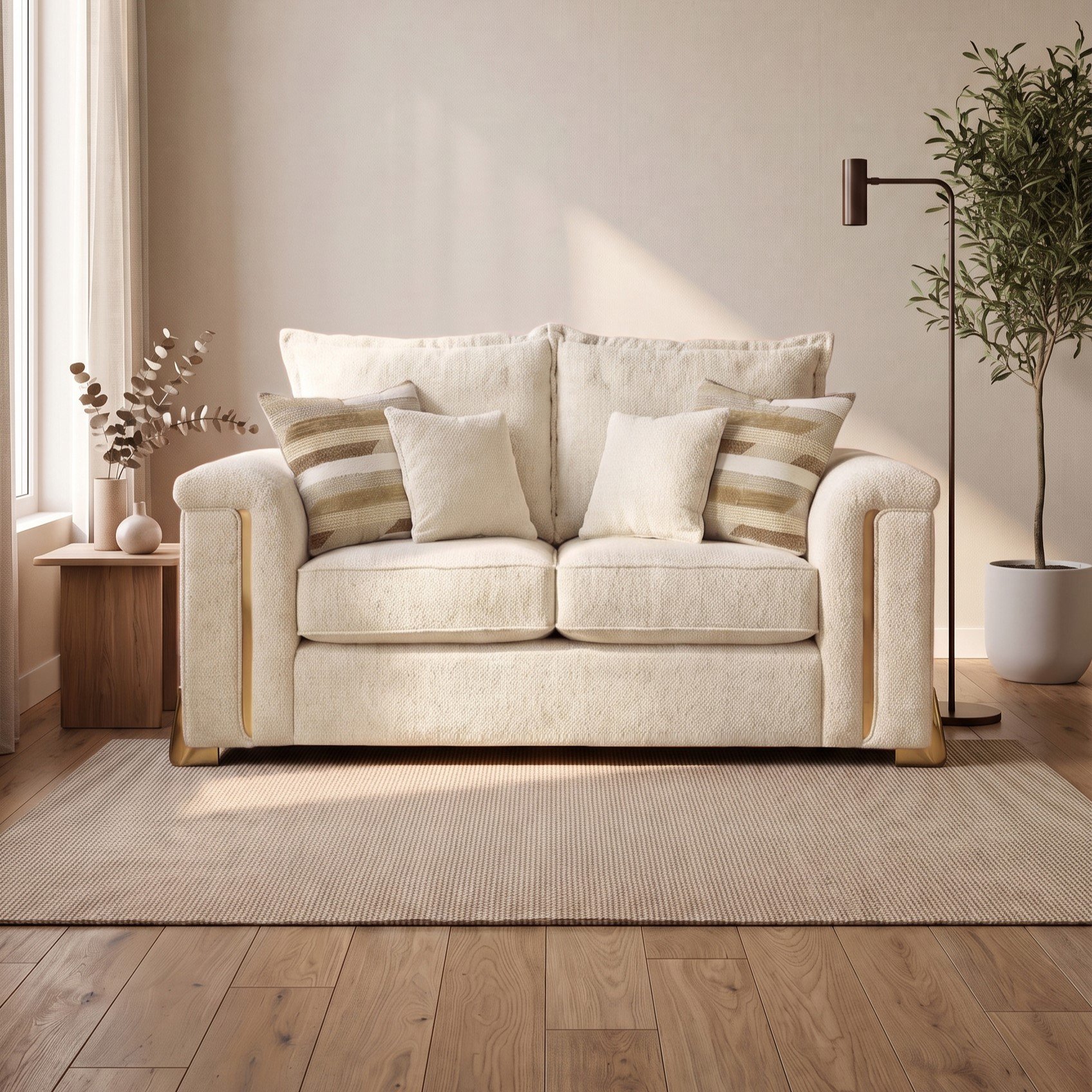 Somnior Oscar Sherpa Columbus Fabric 2 Seater Sofa - Cream