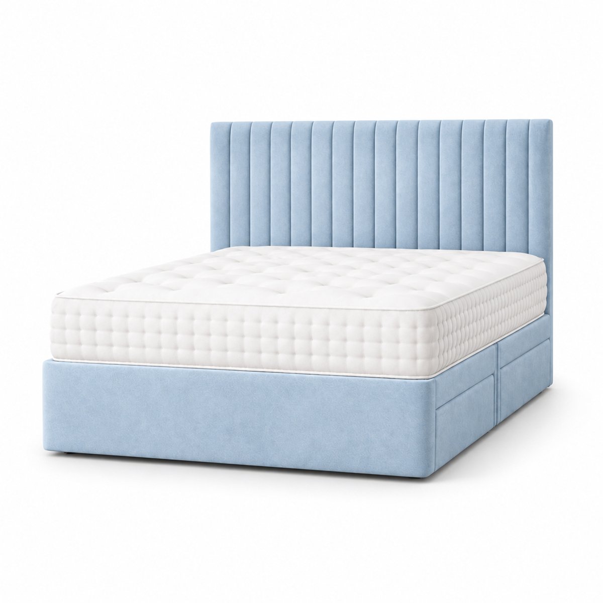 Comfy Deluxe 3ft Single    Suede  Divan Bed Set -  Sky Blue
