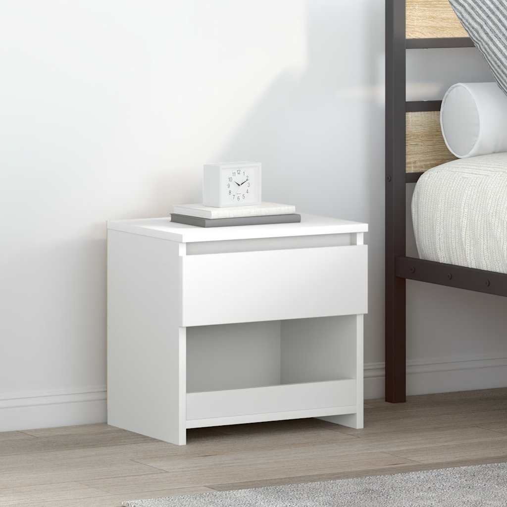 Walplus 1 Drawer Engineered Wood Bedside Cabinet - White - 40 x 30 x 39 cm