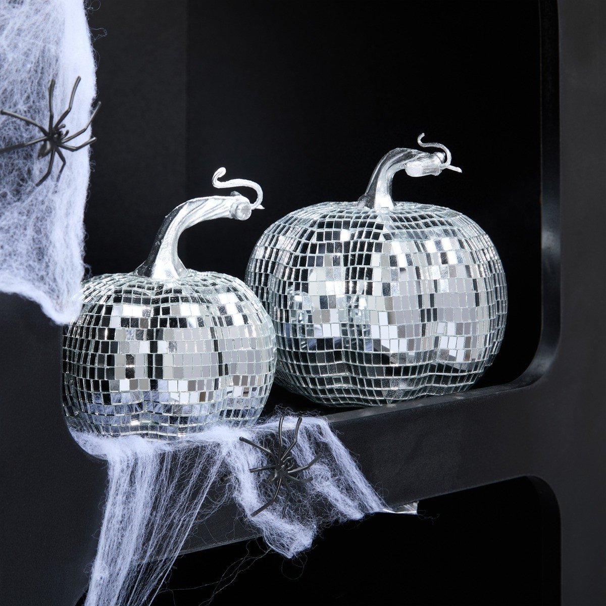 OHS 2 Pack Autumn Pumpkin Disco Balls - Silver