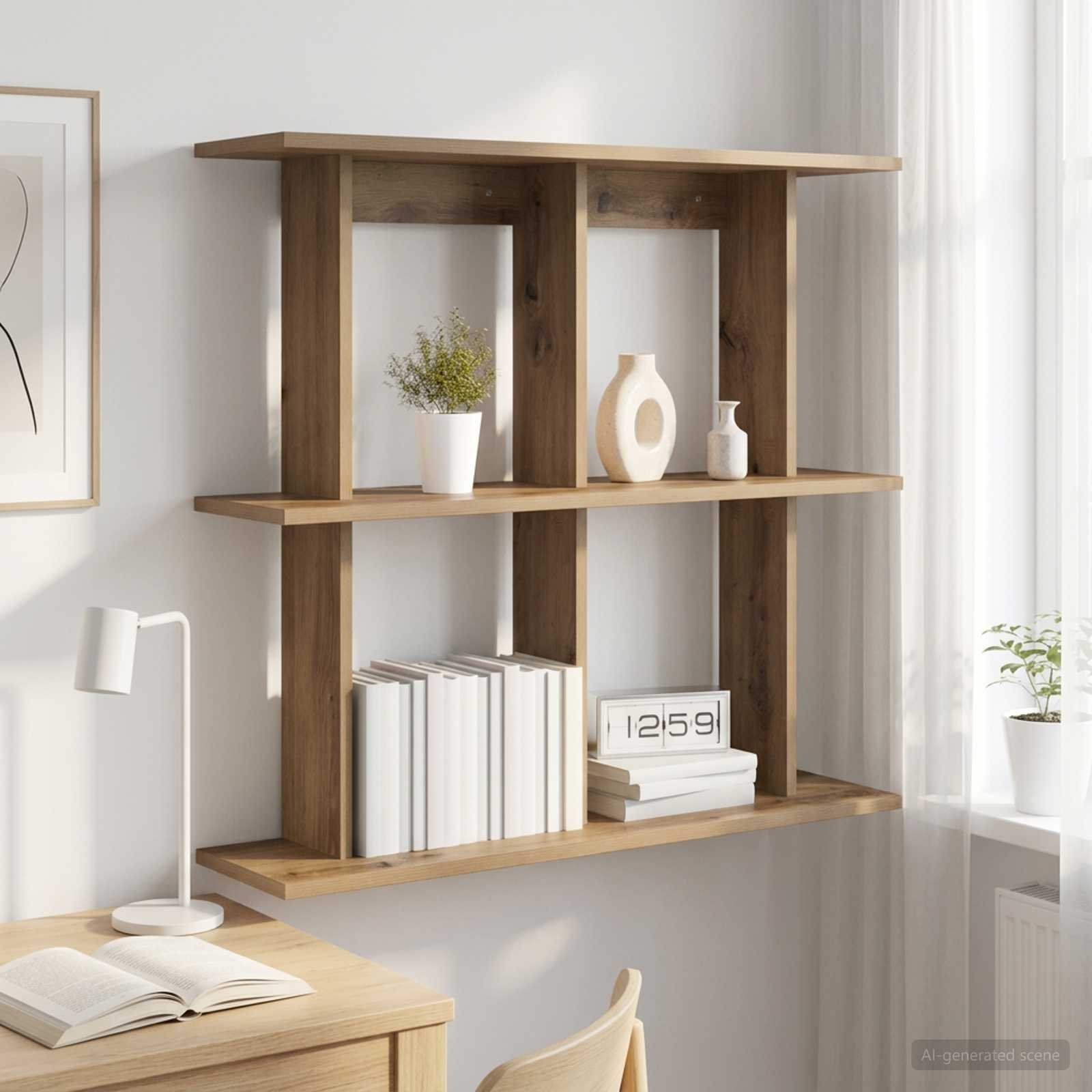 Walplus Engineered Wood Wall Shelf - Oak - 100 x 20 x 75 cm
