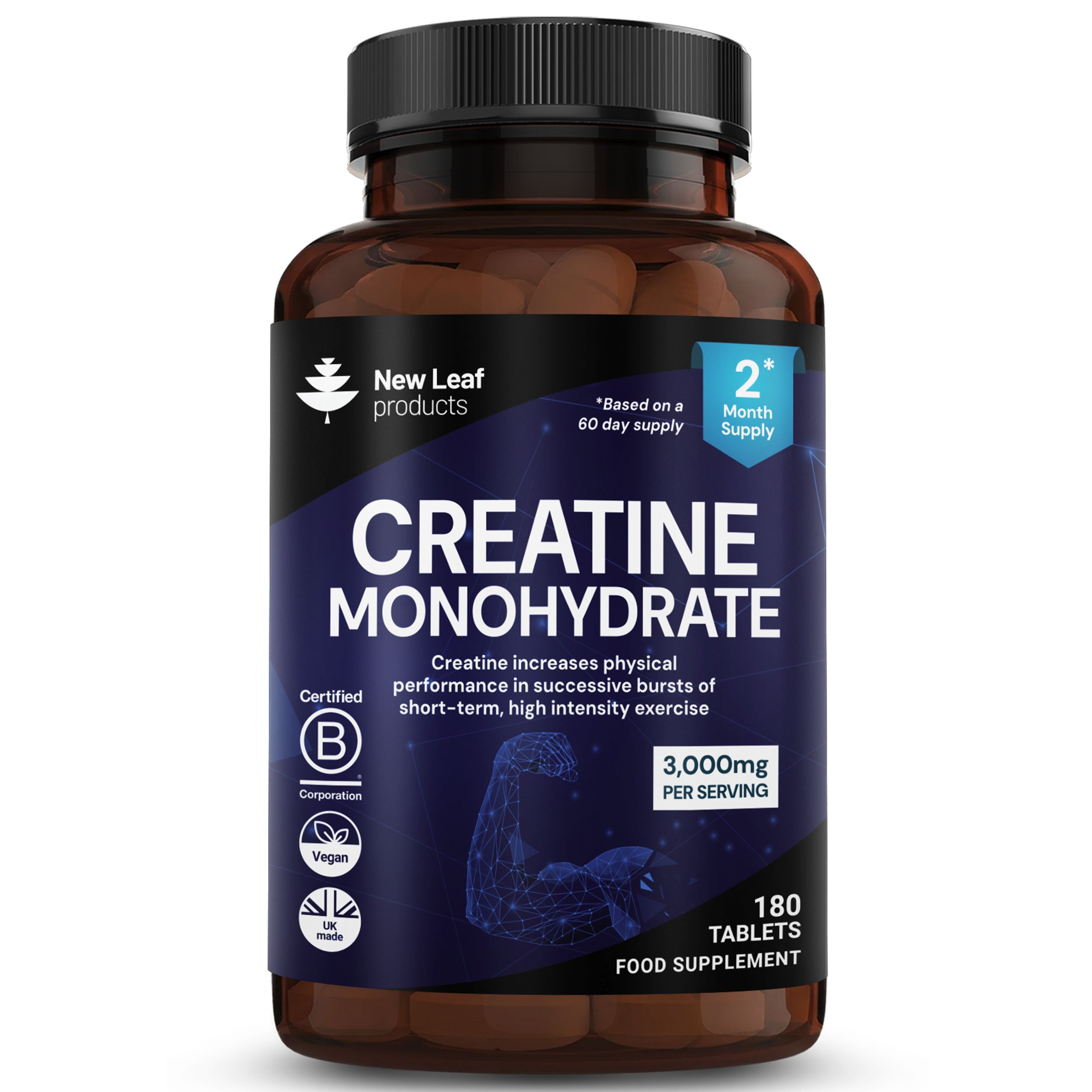 New Leaf Creatine Monohydrate 3000mg - 180 Tablets
