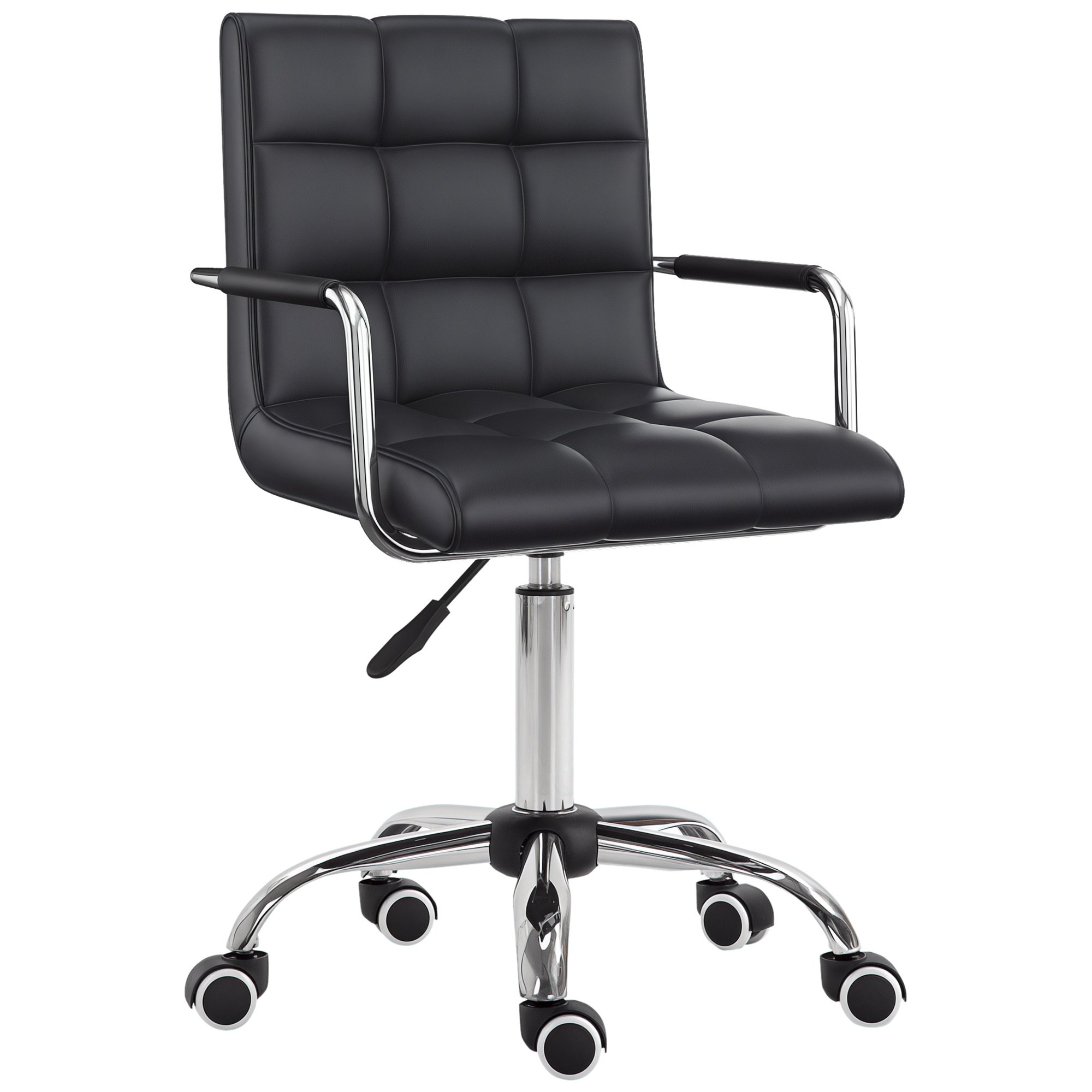Vinsetto PU Leather Mid Back Makeup Vanity Chair - Black