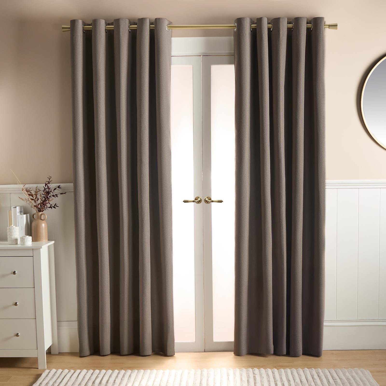 OHS Woven Texture Blackout Curtains - 168 x 229cm - Mink