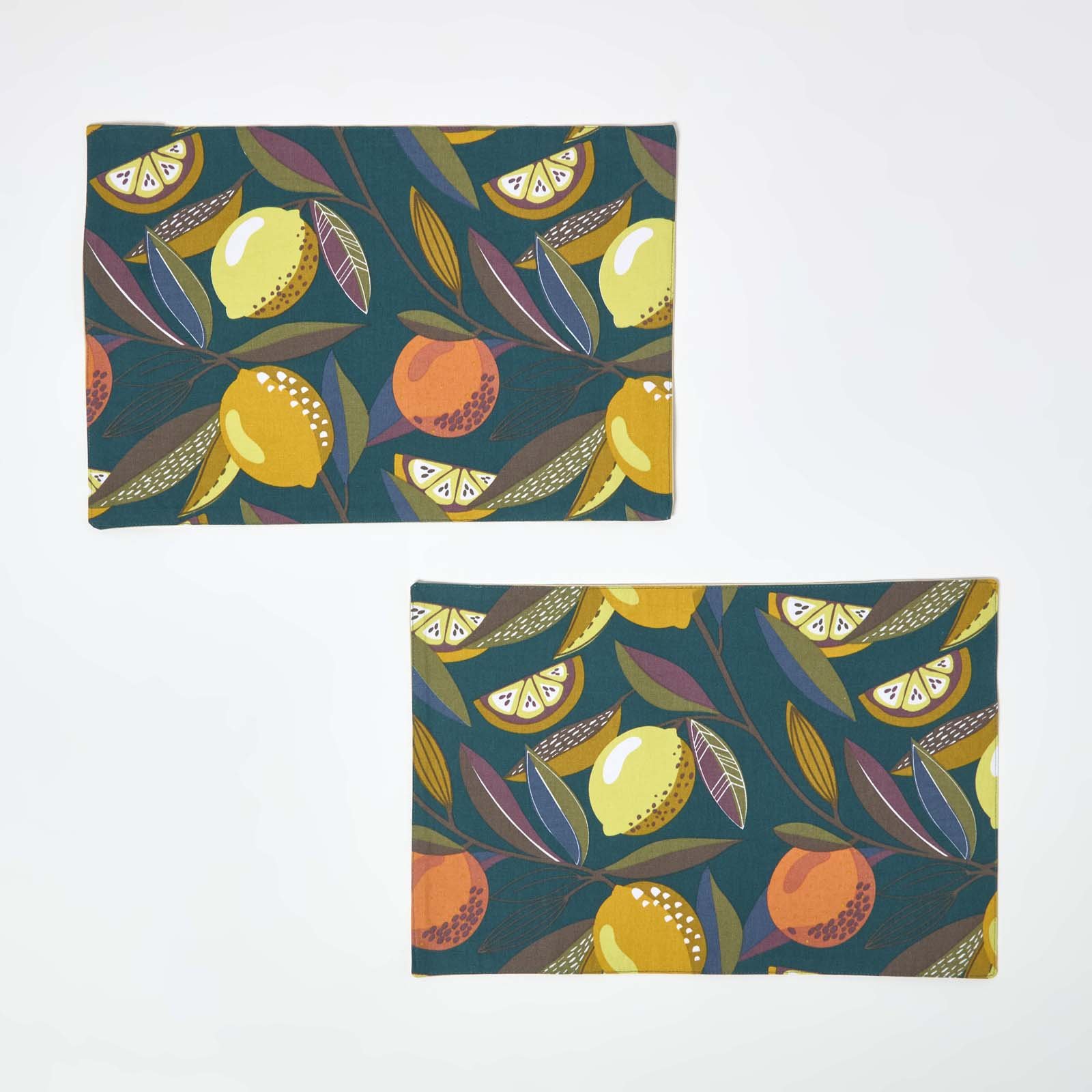 Homescapes Pack of 2 Cotton Citrus Placemats - Multicoloured