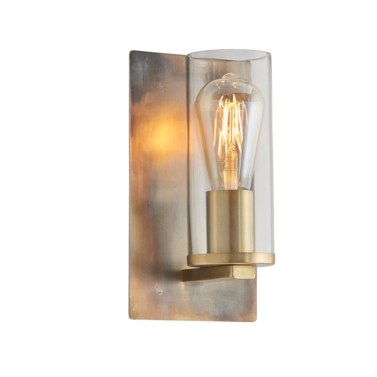 Loops Direct 14cm Steel and Glass Wall Light - Bronze Patina