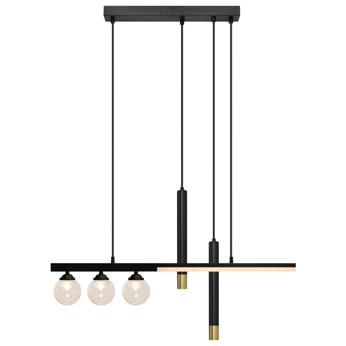 Energy Light Bulbs Cluster LED 5 Light Bar Ceiling Pendant Light - Black & Brass