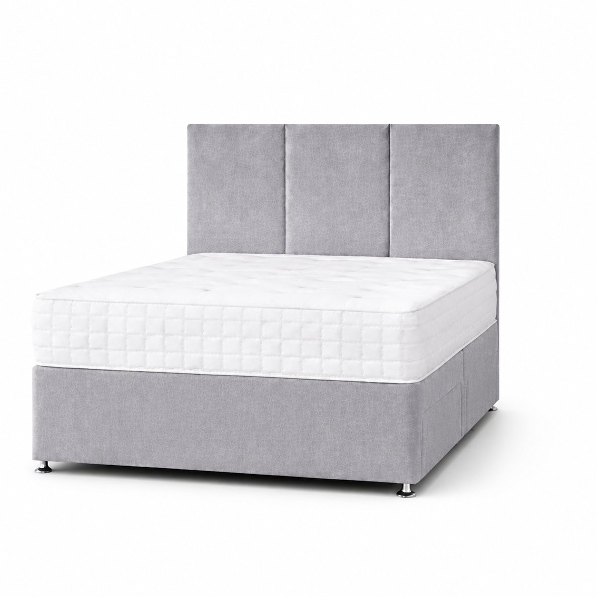 Comfy Deluxe 5ft King Size   Plush Velvet Divan Bed Set -  Silver