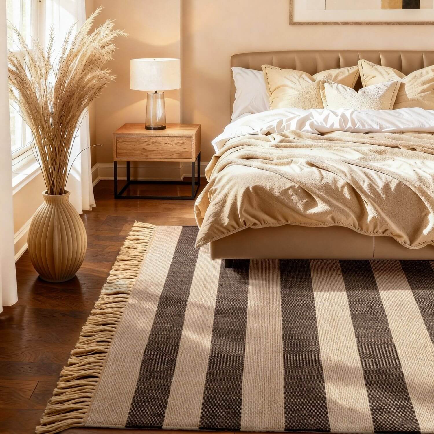Hanse Home Black and White Handloom Playa Natural Striped Rug - 160 x 230cm