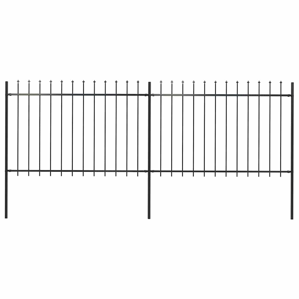 Walplus Steel Garden Fence with Spear Top - Black - 359 x 3.4 x 170 cm