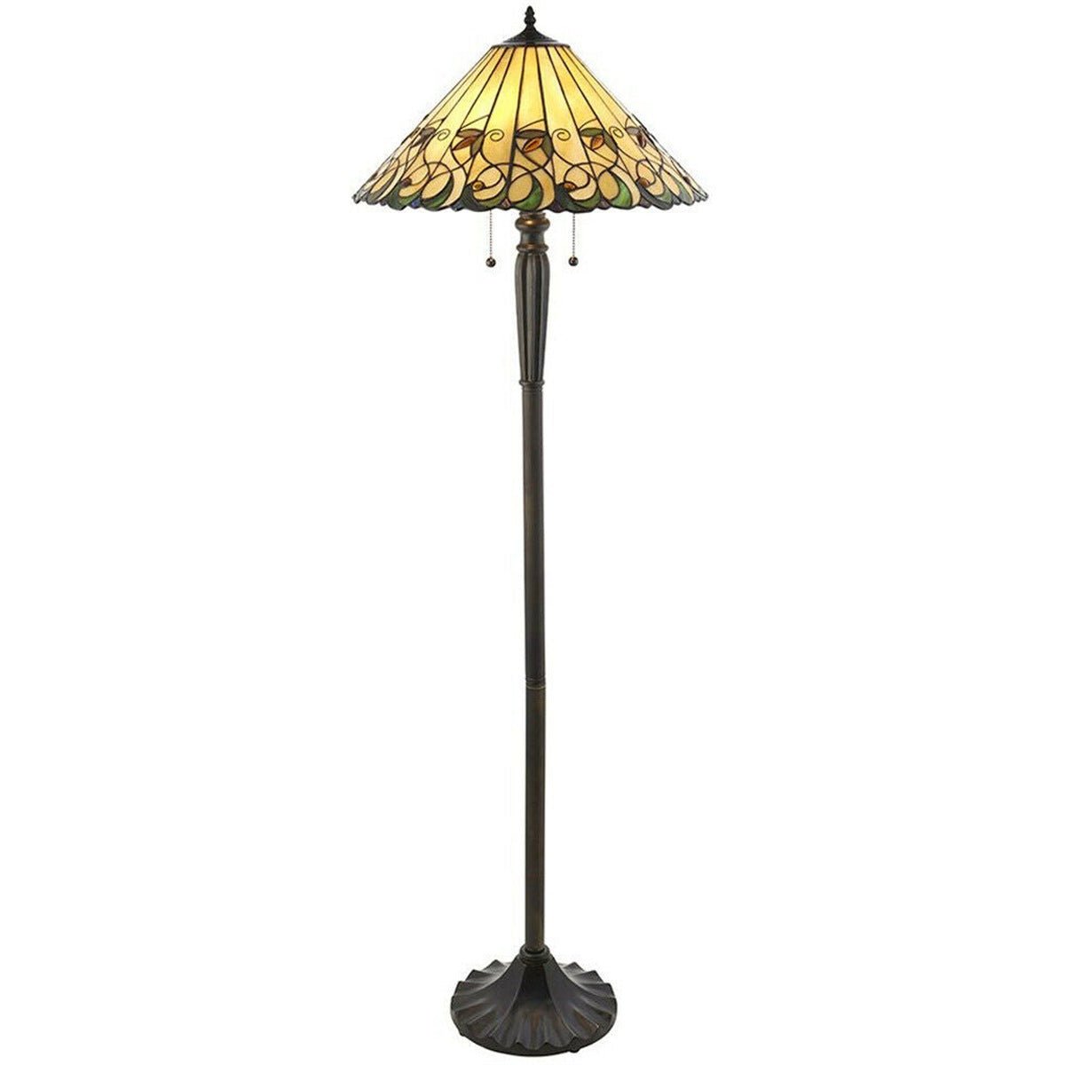 Loops Direct Glass and Polyester Resin Floor Lamp - Dark Bronze and Amber