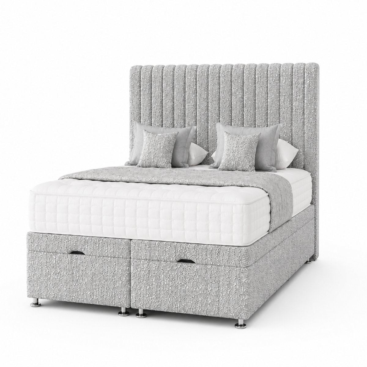 Comfy Deluxe Apollo 5ft King Size End Lift Ottoman Bed Set -  Silver