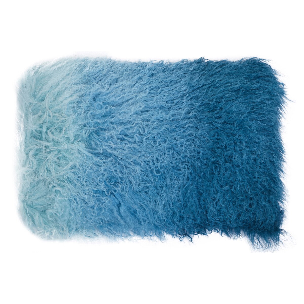 Orsina Bosie Real Mongolian Fur Ombré Rectangular Cushion – Blue