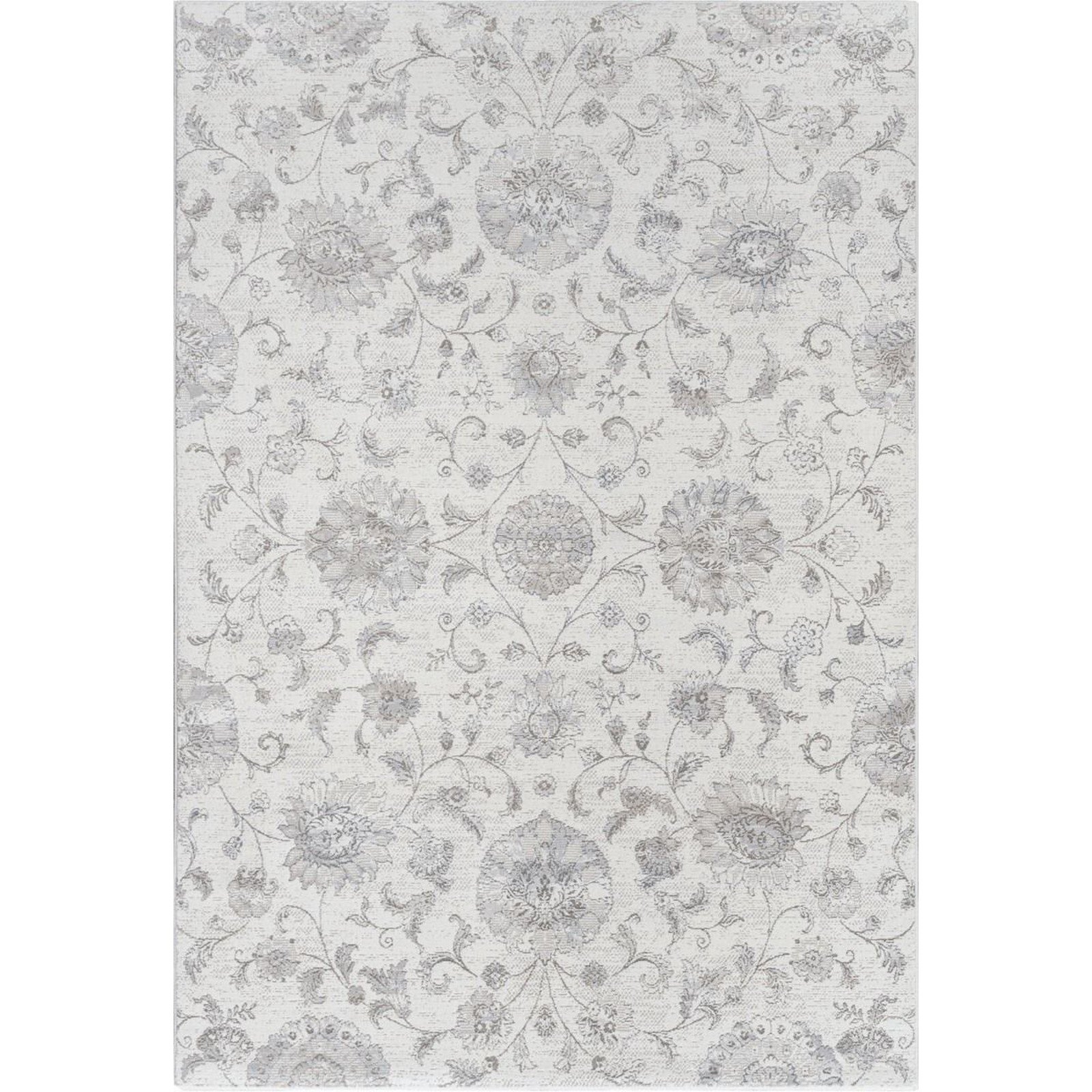 Mega Flooring White Modern Floral Rug - 120 x 170cm