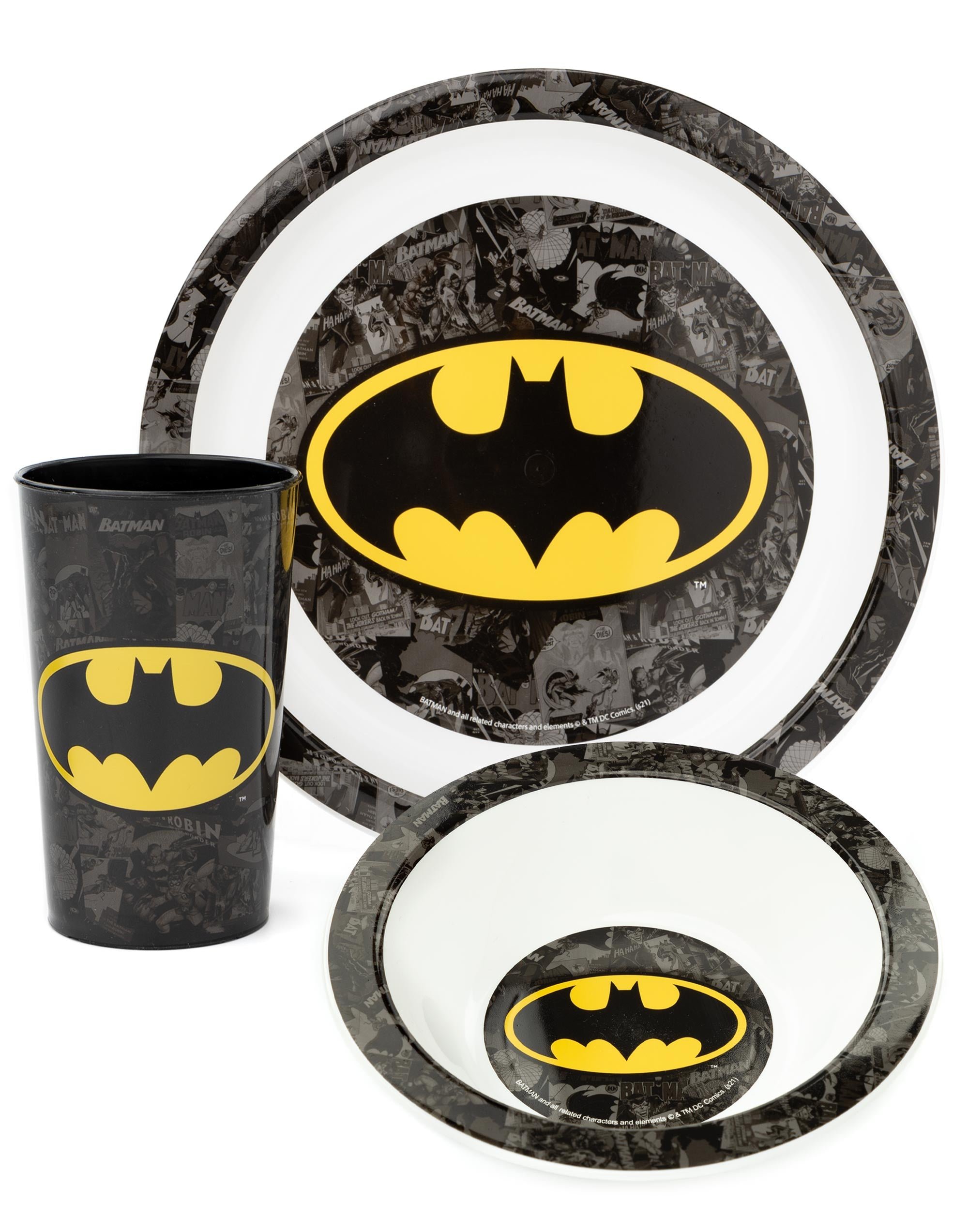 DC Comics Kids Unisex 3 Piece Tableware Set - Black