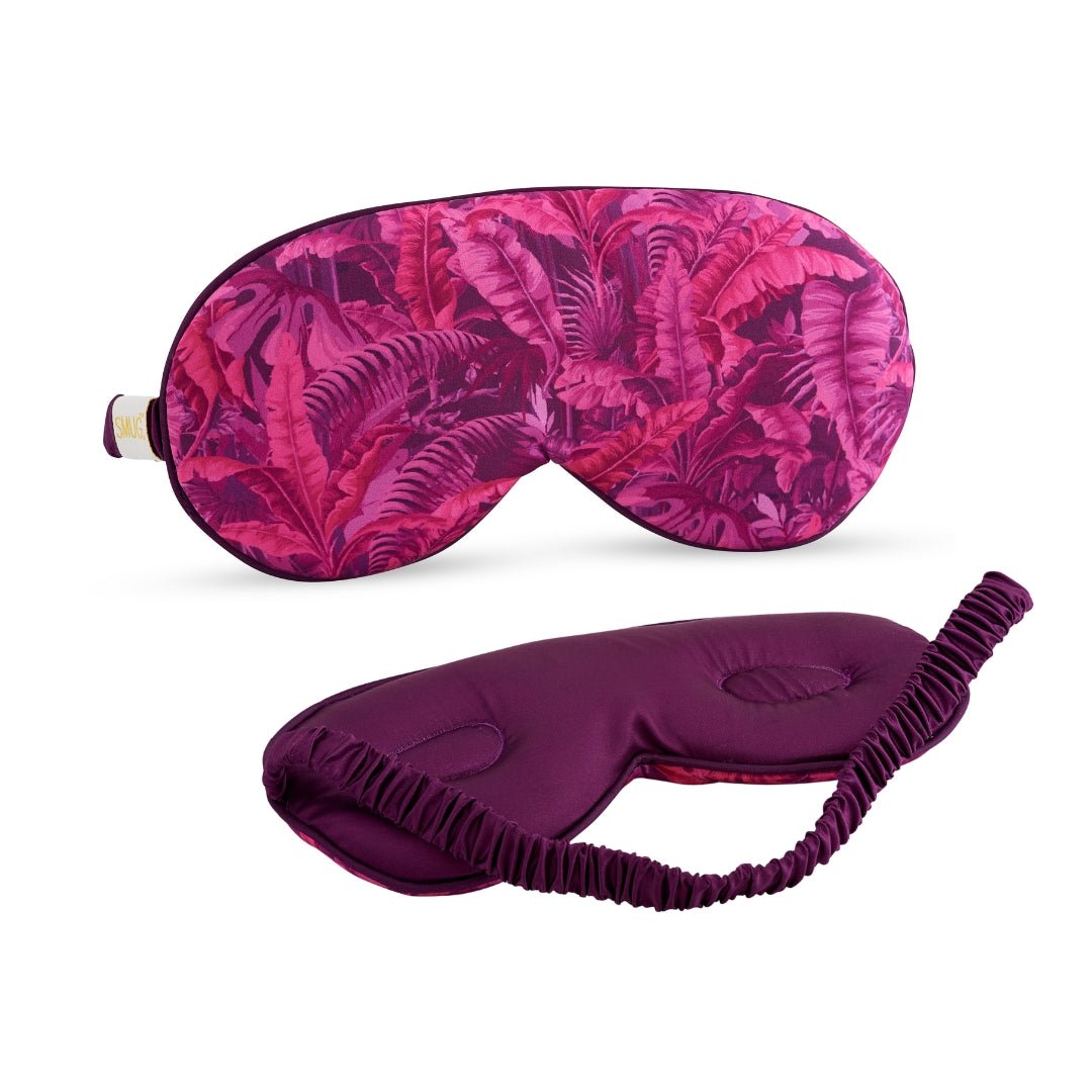 SMUG Cloud Padded Satin Sleep Mask - Pink Fern Print