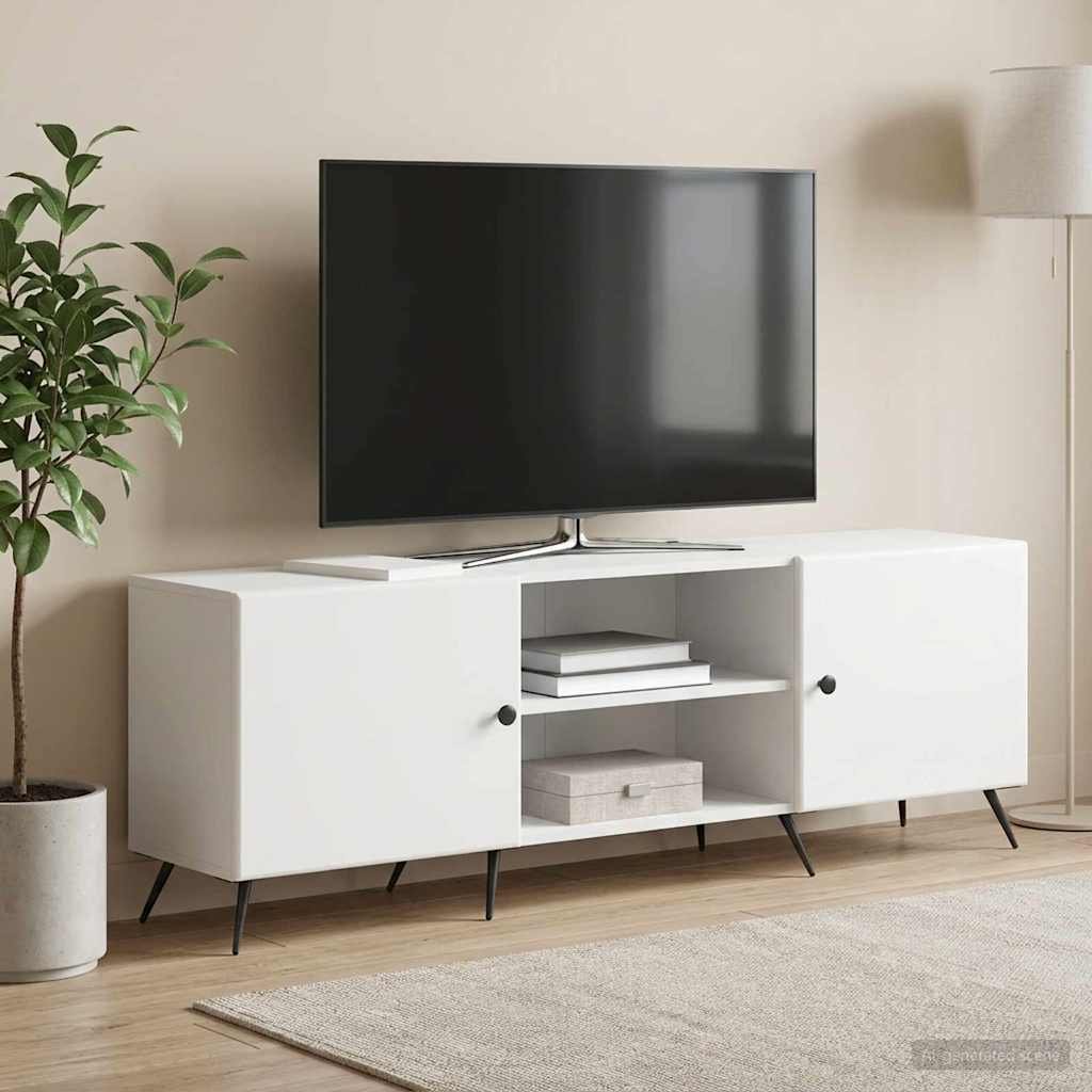 Walplus 1 Shelf Engineered Wood TV Cabinet - White - 150 x 31 x 50 cm
