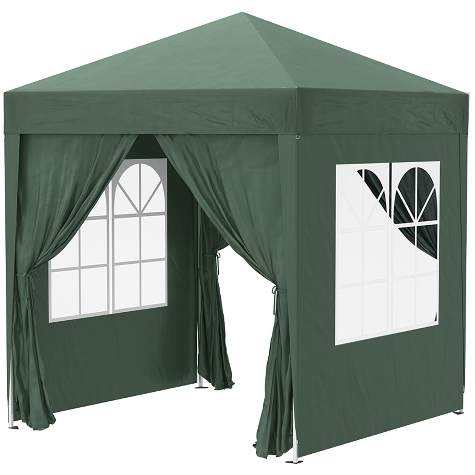 Outsunny Water Resistant Pop Up Gazebo with Sidewalls – Green