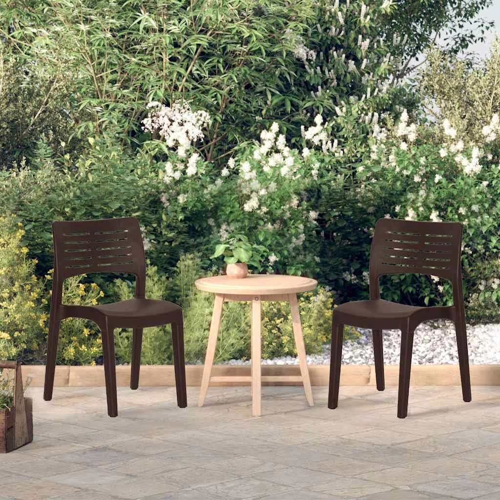 Walplus 2 Piece Polypropylene Garden Chair Set - Mocha - 50 x 51 x 82 cm