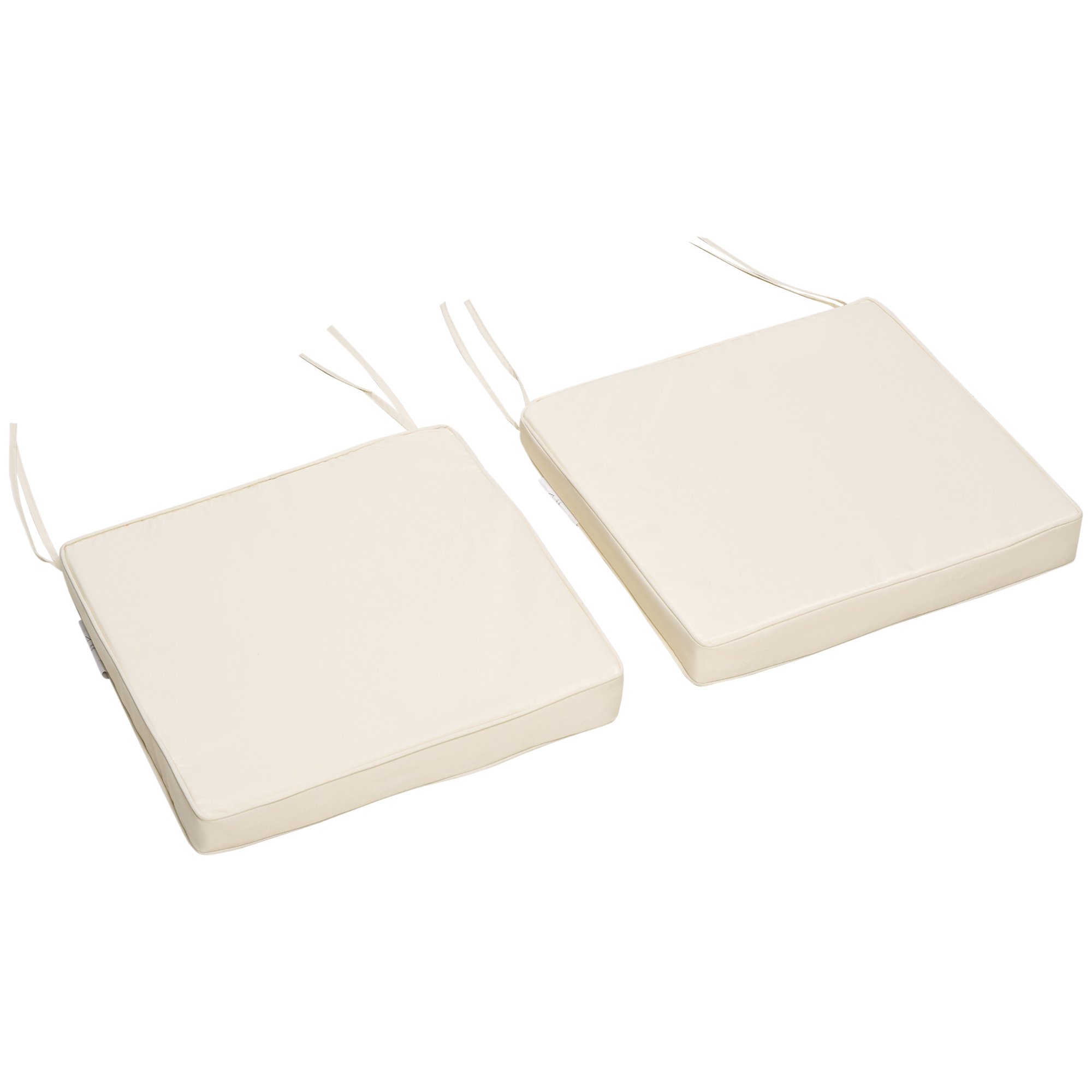 Outsunny Set of 2 Outdoor Chair Cushions with Ties - Cream