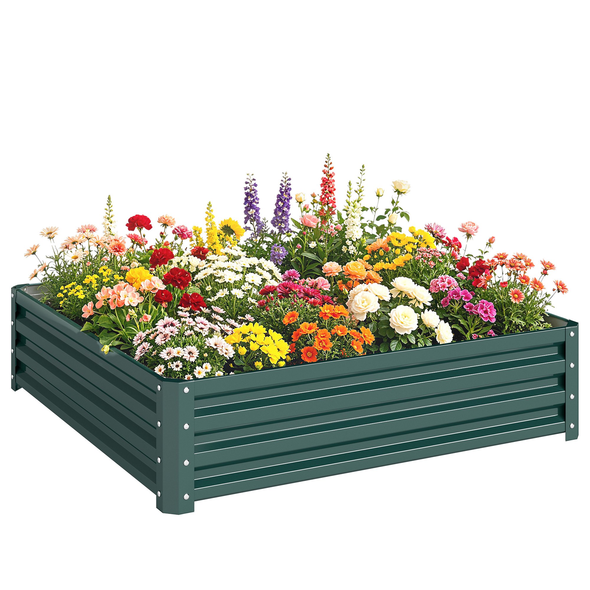 Outsunny 432L Square Raised Garden Bed - Green