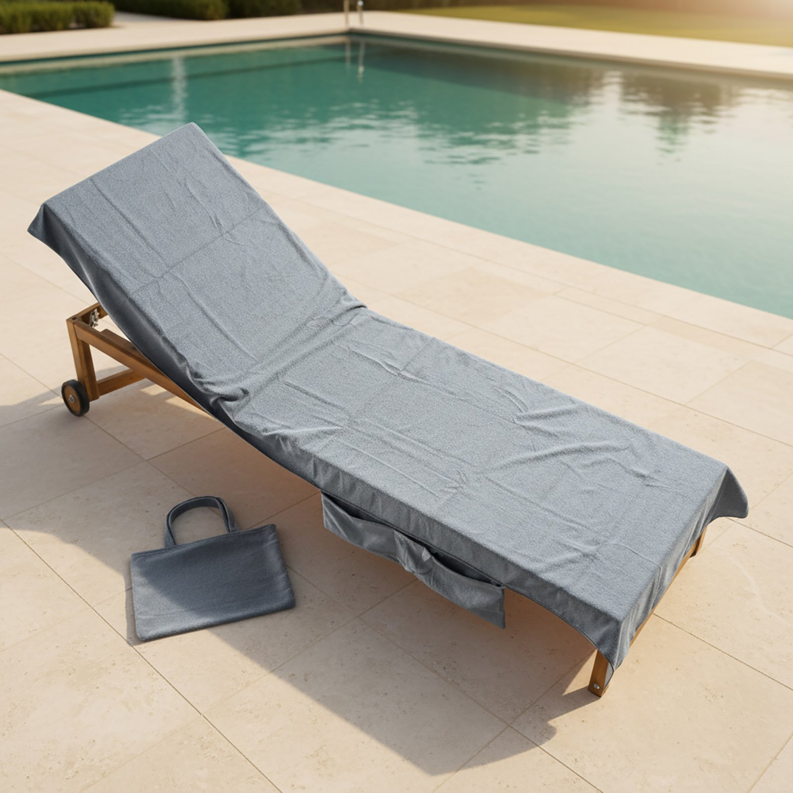 OHS Microfibre Quick Dry Absorbent Beach Towel in a Bag - Charcoal