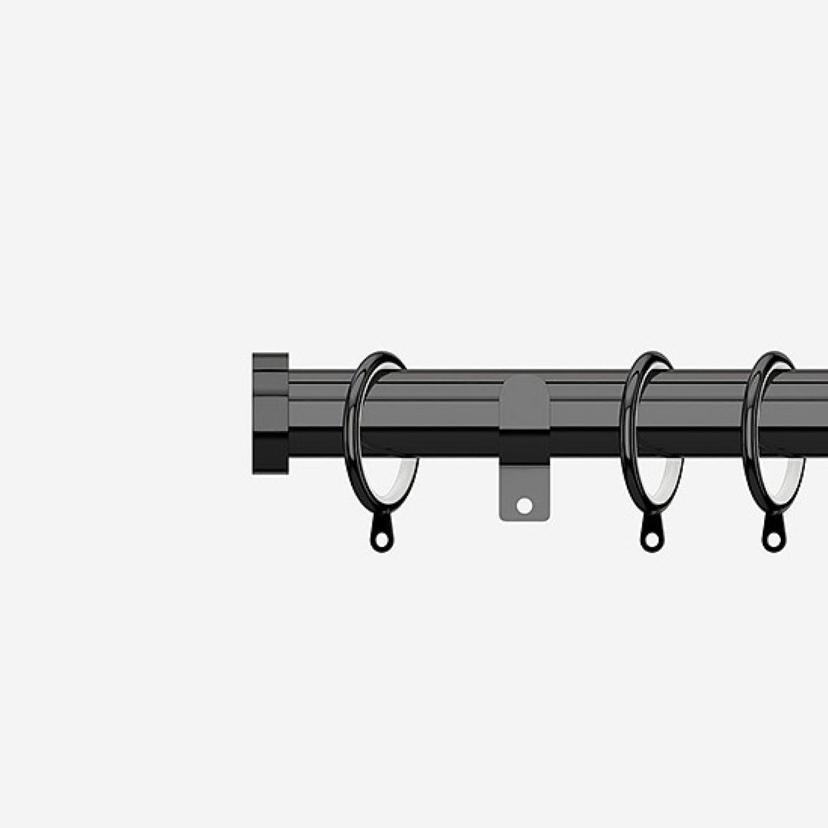 New Edge Blinds Black Nickel 28mm Stud Fixed Metal Curtain Pole - 170cm