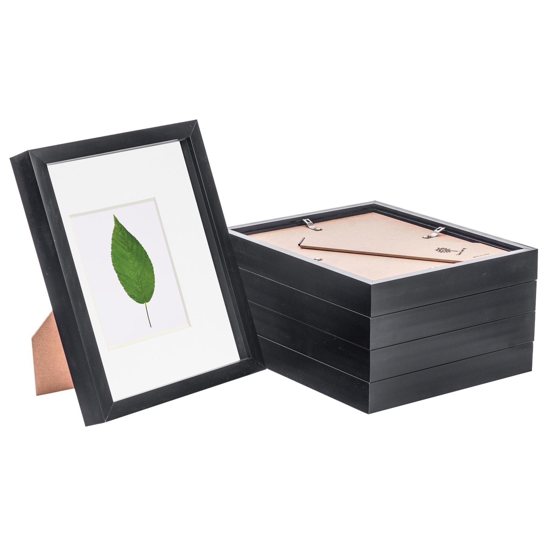 Nicola Spring 8 x 10" 3D Box Photo Frames with 4 x 6" White Mount (5x) - Black