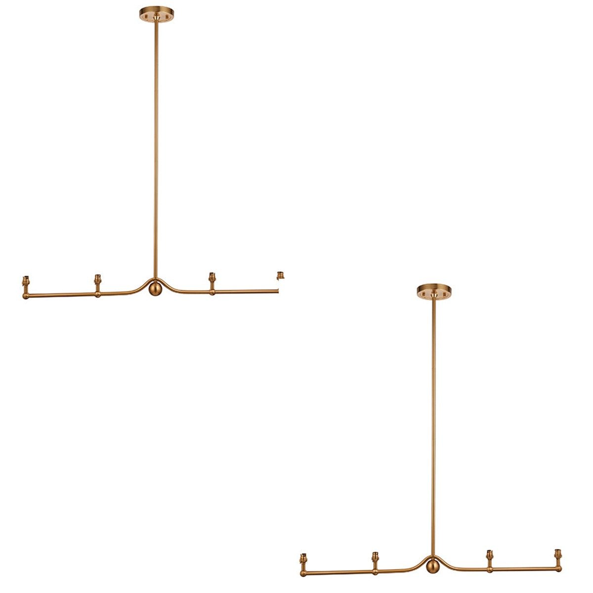 Loops Direct Set of 2 Steel 4-Light Pendant - Brushed Aged Brass
