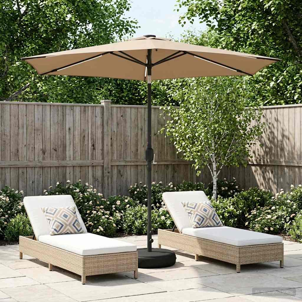 Walplus Polyester Garden Parasol - Taupe - 269 x 269 x 235 cm